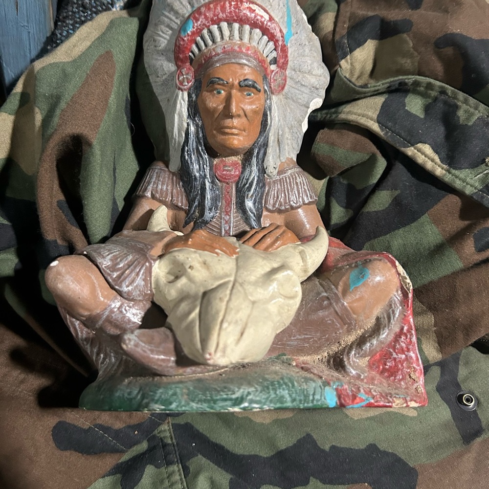 Native American Chief Figurine - Brown and Red